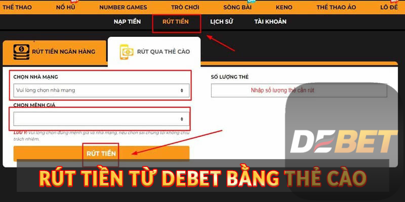 Hướng dẫn rút tiền Debet thành công từ A - Z 2 Rút tiền từ Debet bằng thẻ cào